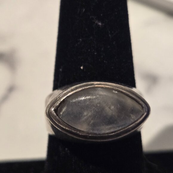 Vintage Chunky Sterling Silver Moonstone Modernist Ring - Picture 9 of 9